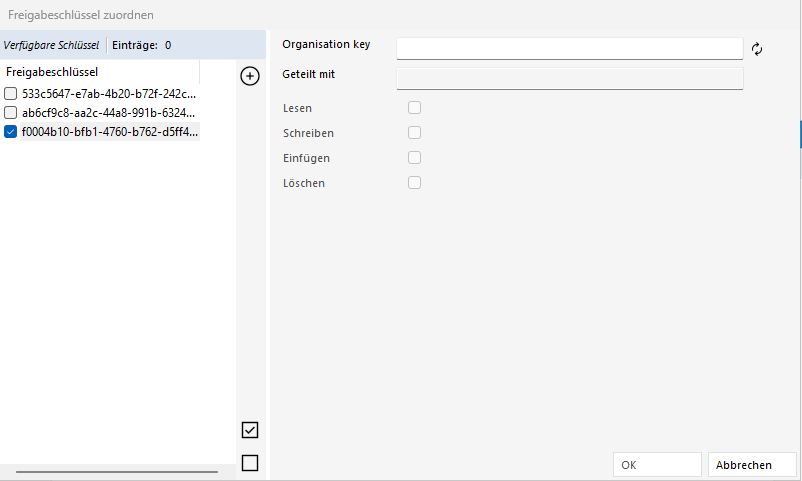 Erzeugen eines neuen Freigabeschlüssels
