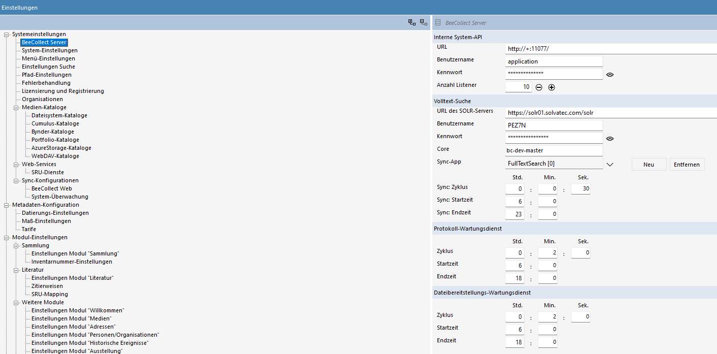 Einstellung Volltextindex